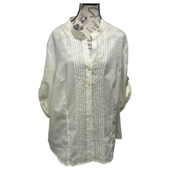 Lane Bryant Ivory Linen Blend Tunic Blouse Plus Size 2X Oversized - Picture 2 of 15